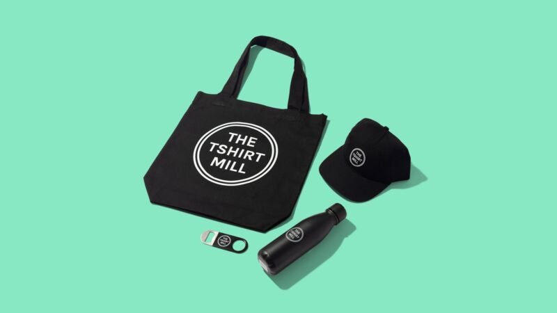 Branded tote bag and accessories for a fundraiser