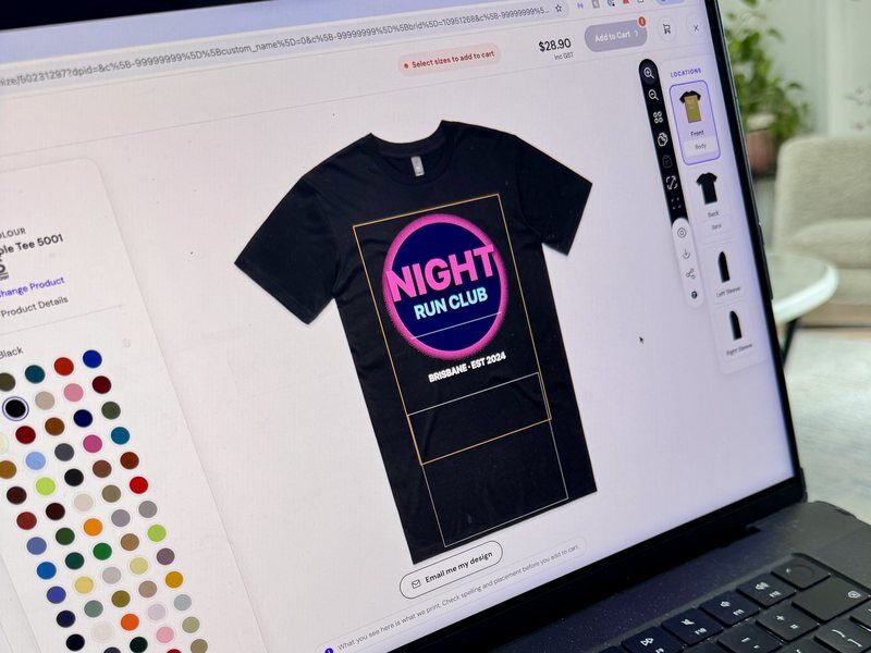 A design being set up in the online designer